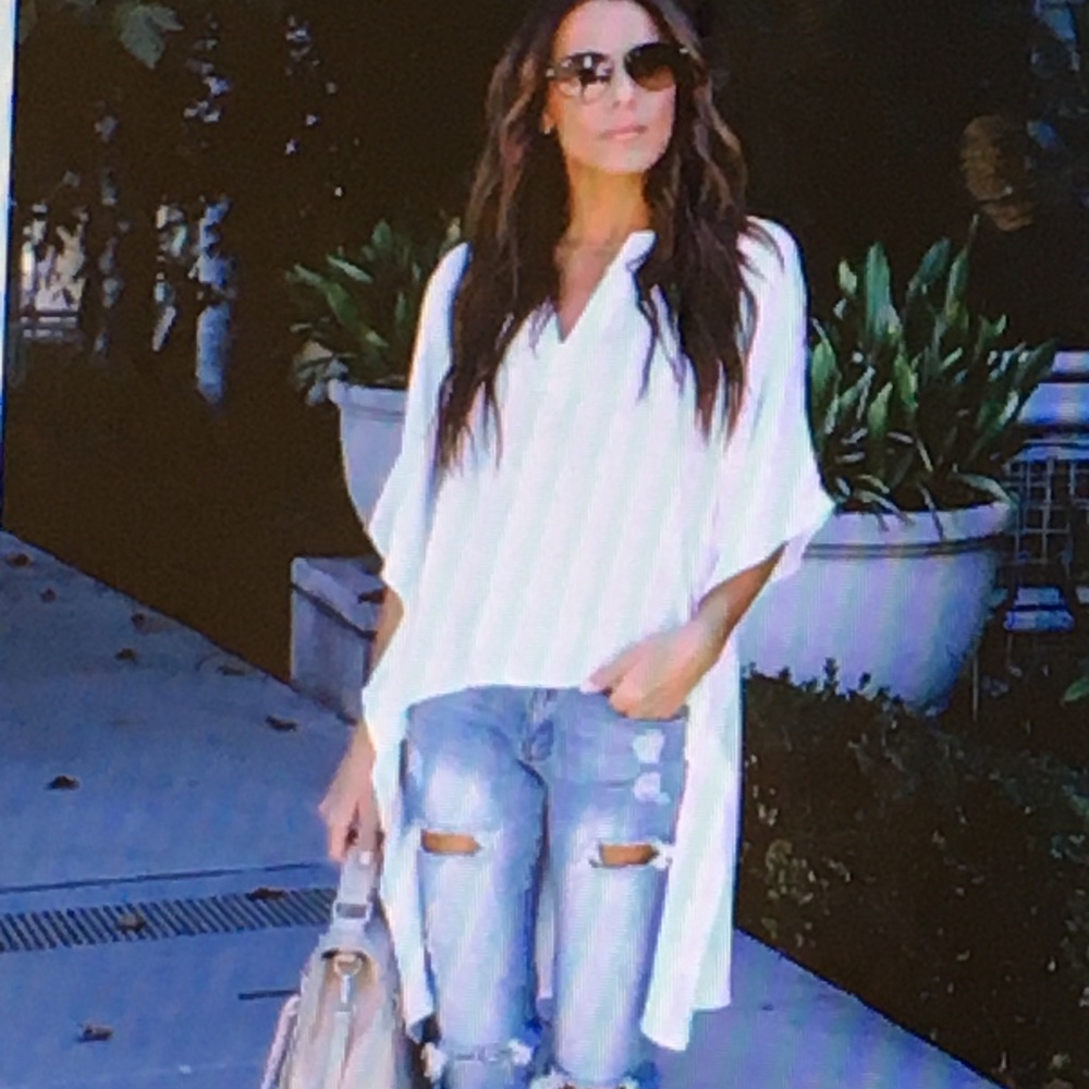 •White High Low Kimono Blouse
